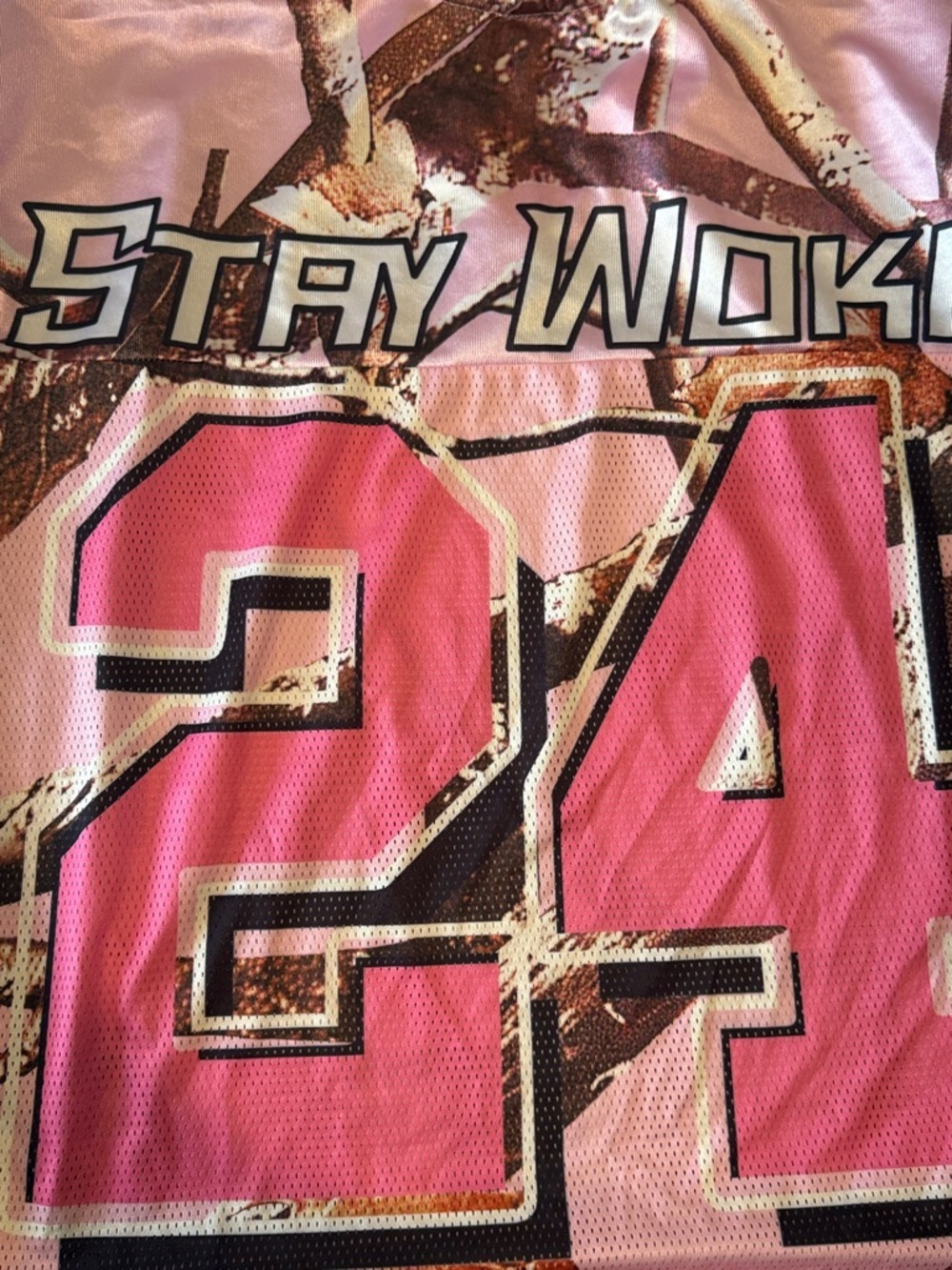 ROMWE "Stay Woke" Pink Camo Graphic Jersey NWT - Size Large - Picture 7 of 12